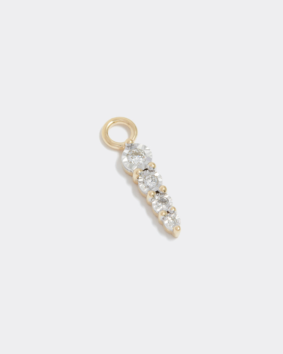 14ct gold & diamond charm, 3 linear diamonds, interchangeable charm to be used on necklaces and earrings, product shot