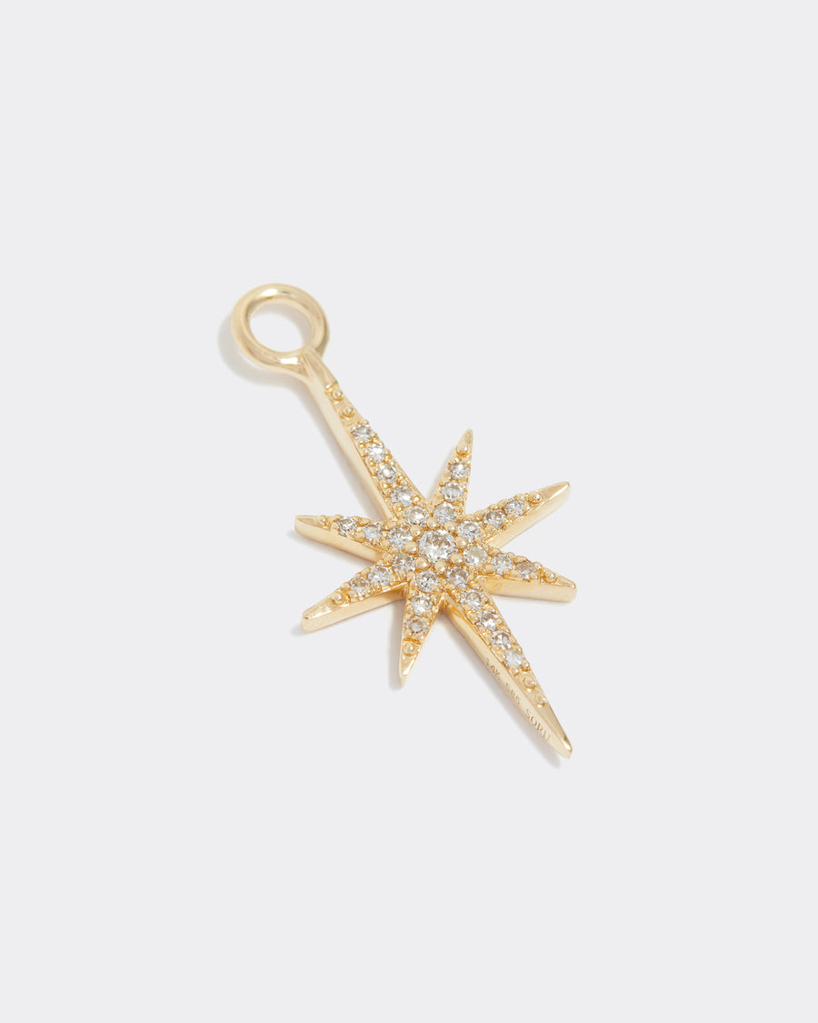 gold and diamond shining star charm, product shot flat