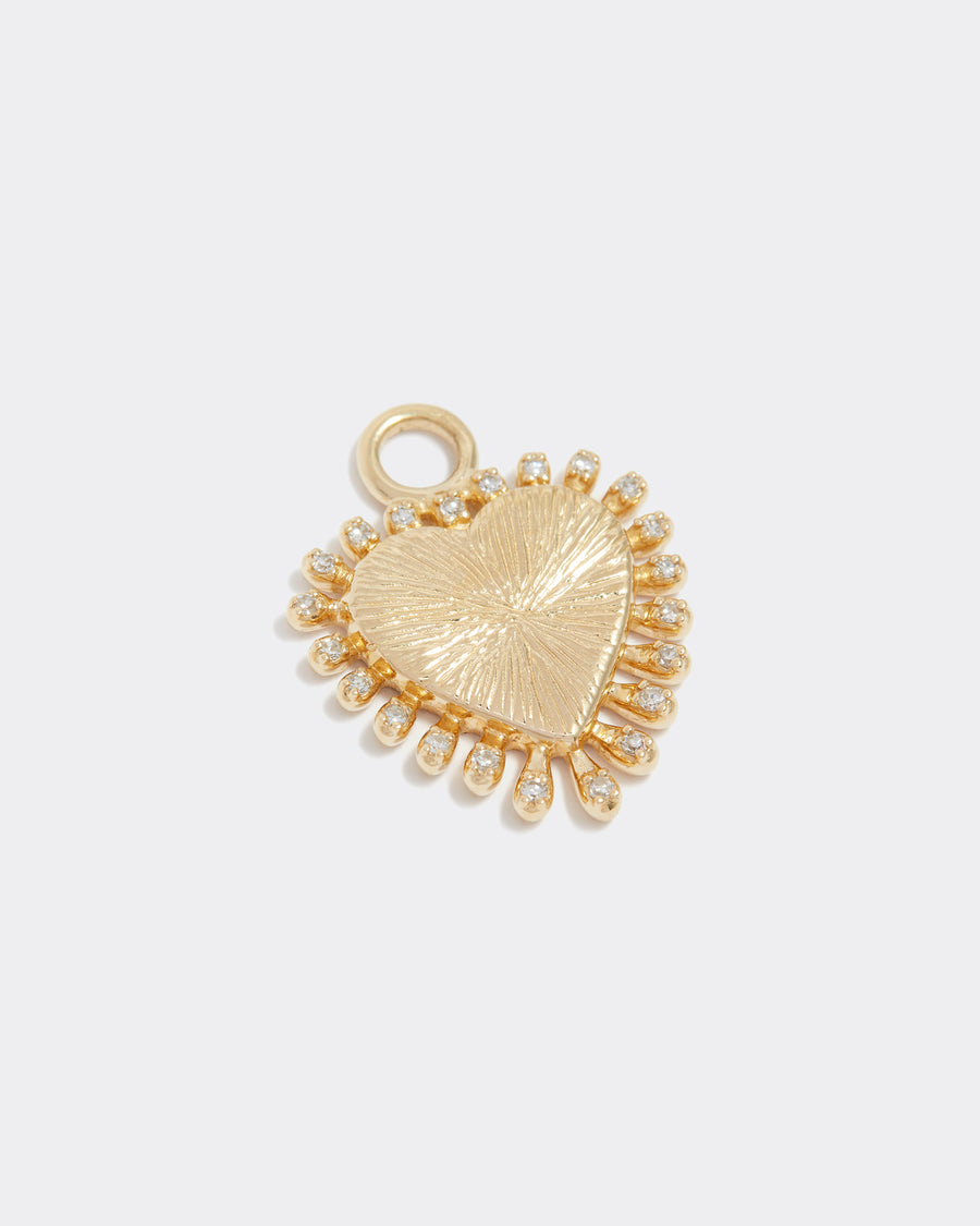 gold and diamond heart charm, product shot