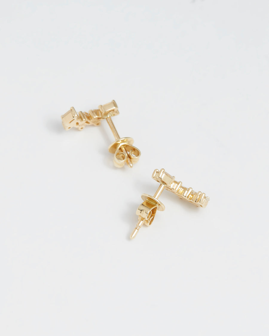  Soru Jewellery baguette and round cut diamond climber stud earrings product shot