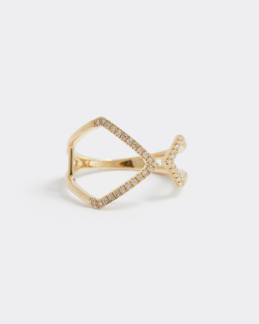 Soru Jewellery open wrap diamond and gold ring product shot 