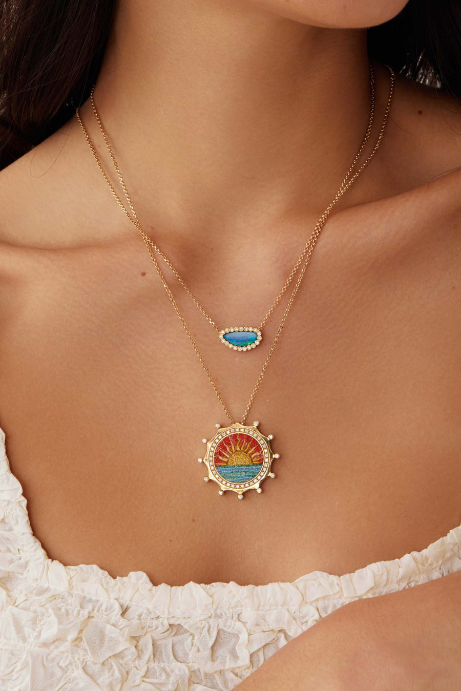 soru fine jewellery opal and diamond gold necklace