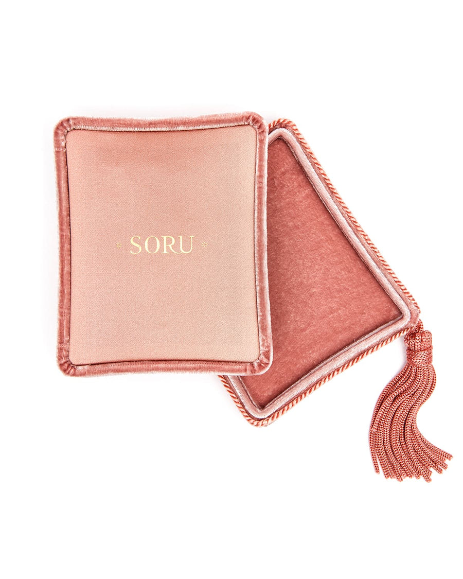 soru jewellery pink velvet tassel jewellery box 