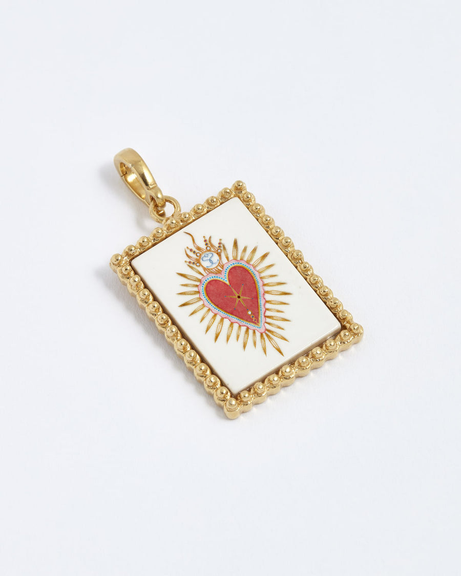 Soru Jewellery large sun charm in gold plated silver 