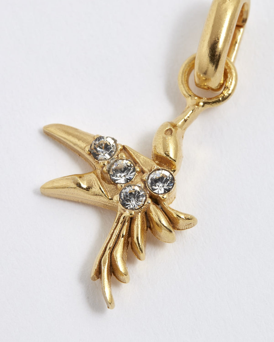 Soru Jewellery Hummingbird crystal and gold charm