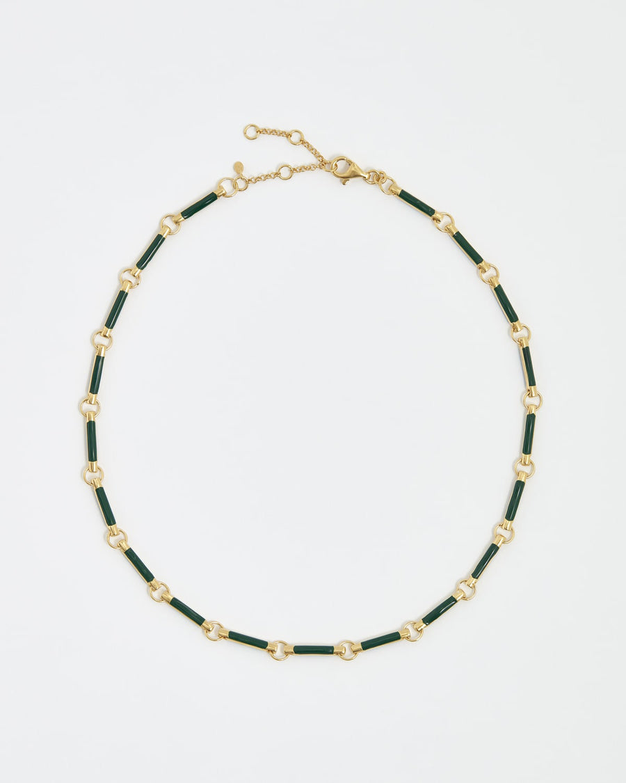 Soru Jewellery green enamelled chain necklace 