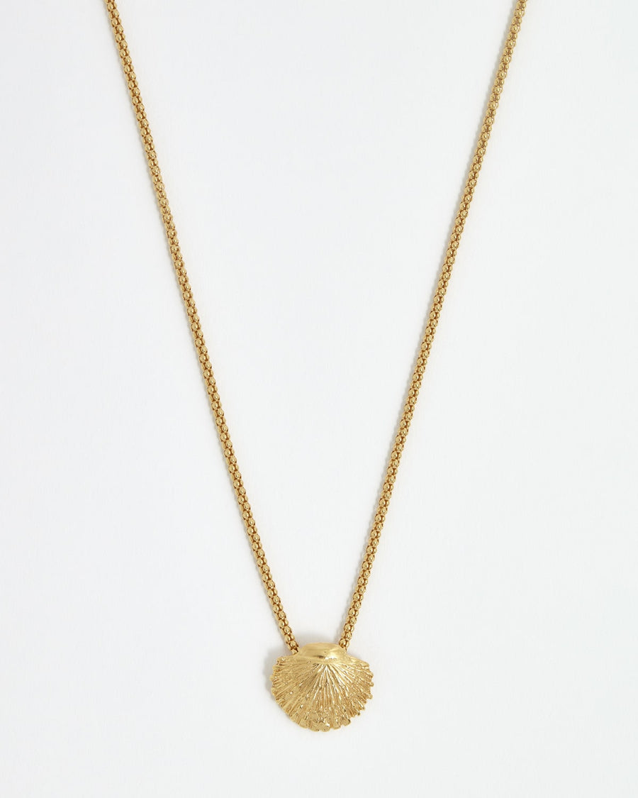 Soru jewellery gold shell pendant necklace with extender chain