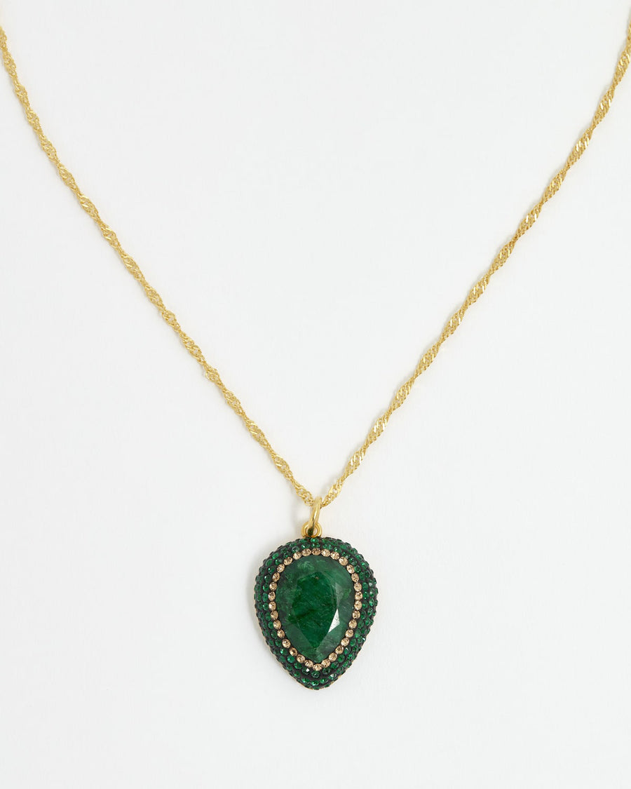 soru green crystal and emerald pendant necklace