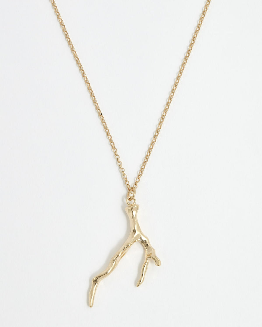 Soru Jewellery gold plated silver coral branch necklace