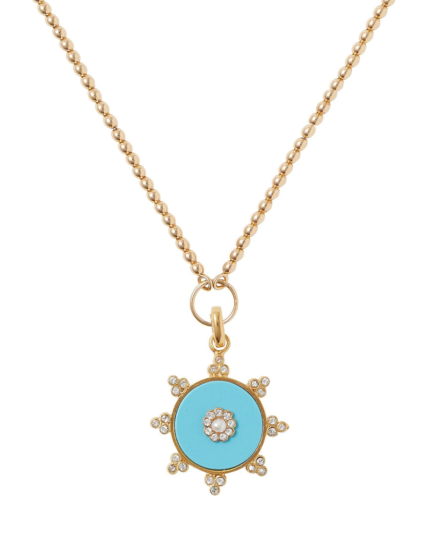 soru jewellery detachable charm made with turquoise paste, gold plated silver and clear crystals