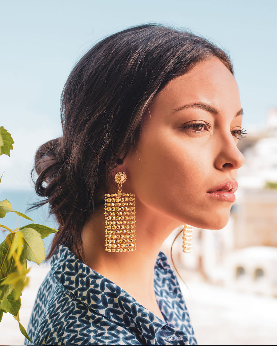 soru jewellery gold beaded louisella statement earrings