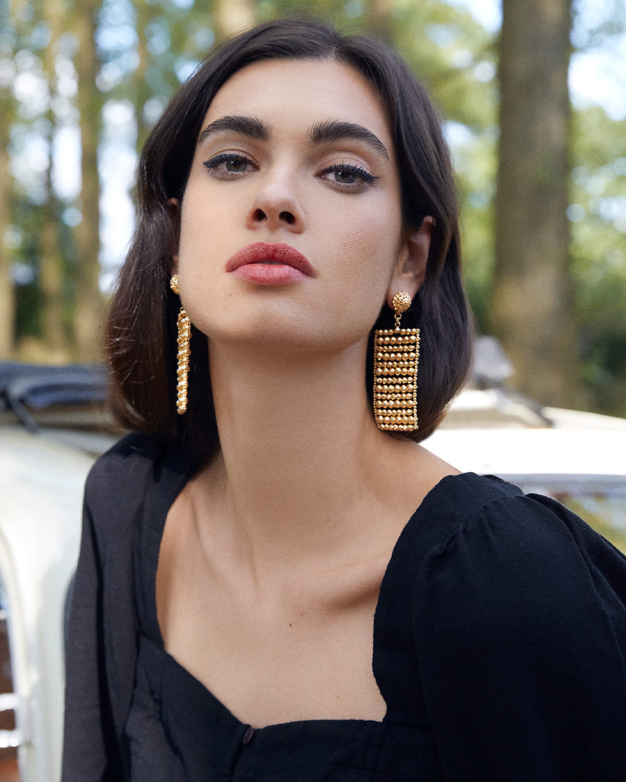 soru jewellery gold beaded louisella statement earrings