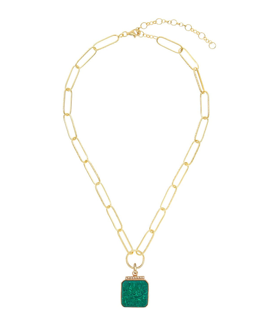 soru green malachite lynx charm, clip on necklace