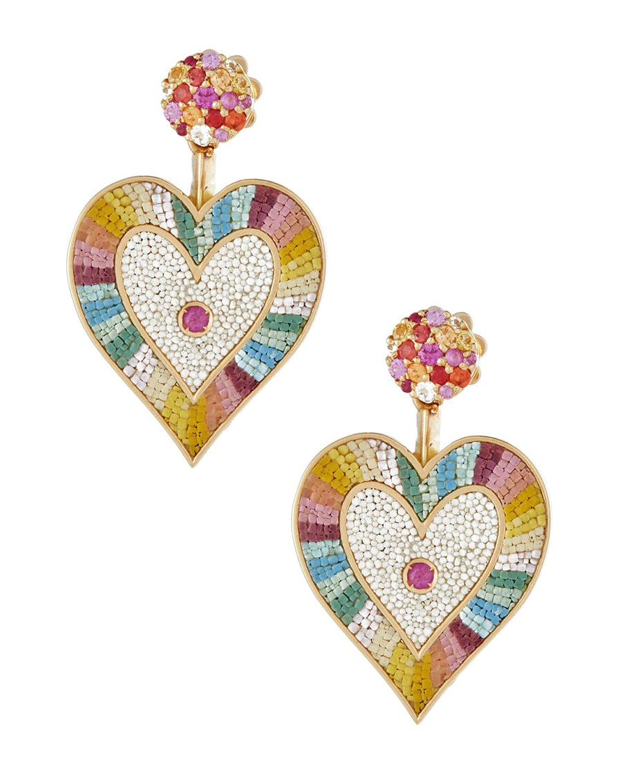 micro mosaic solid gold heart earrings sapphires fine jewellery soru