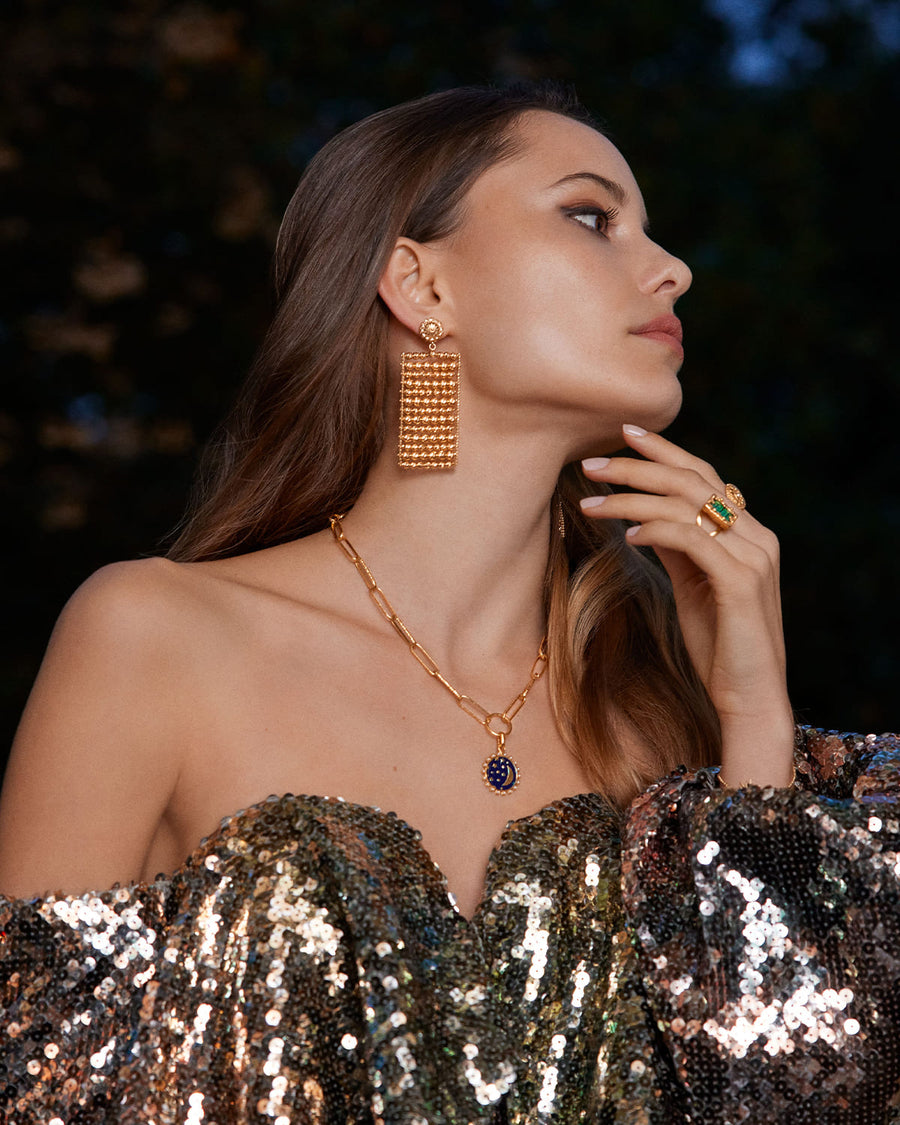 soru jewellery gold beaded louisella statement earrings