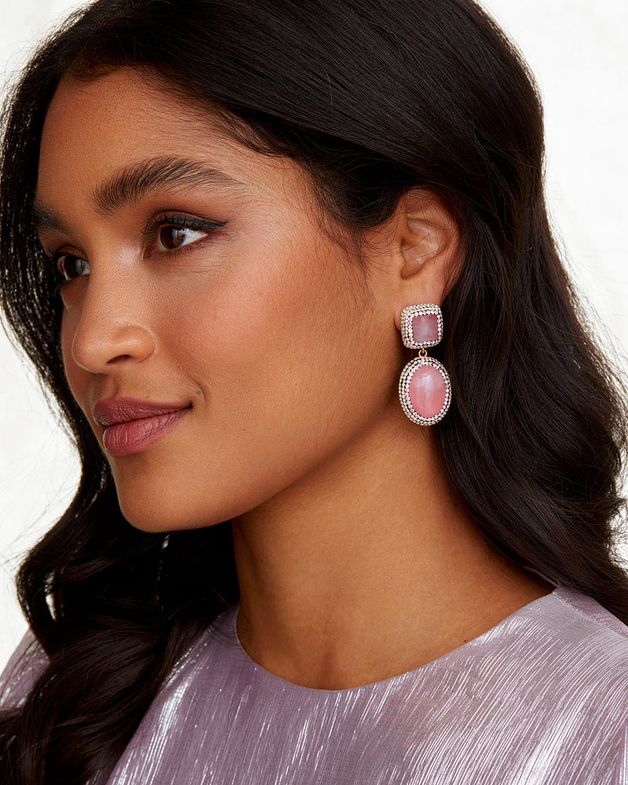 SORU JEWELLERTYPINK ROSE QUARTZ EARRINGS  Edit alt text