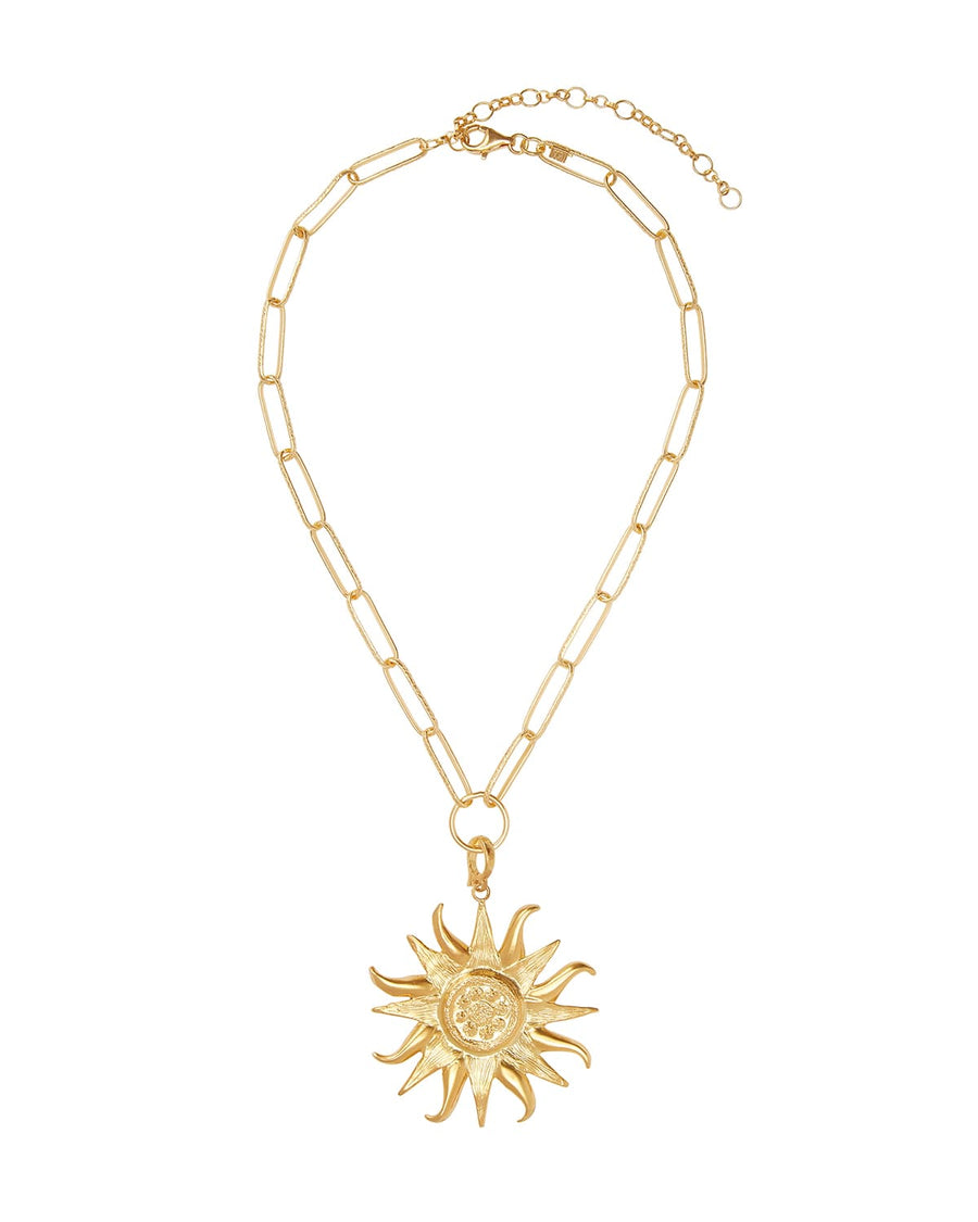 Soru Jewellery large sun charm in gold plated silver 